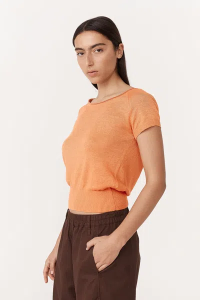Rowie The Label Sera Linen Knit Top In Orange
