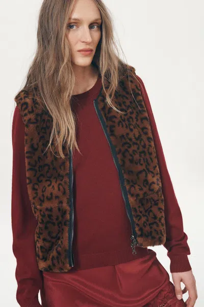 Rowie The Label Solene Plush Vest In Animal Print