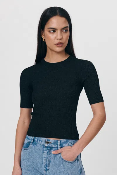 Rowie The Label Stanley Lurex Knit Tee In Blue