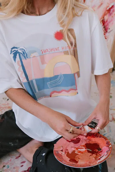 Rowie The Label Sunshine Hotel Tee In White