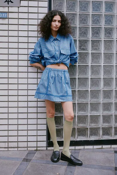 Rowie The Label Suri Lace Mini Skirt In Blue