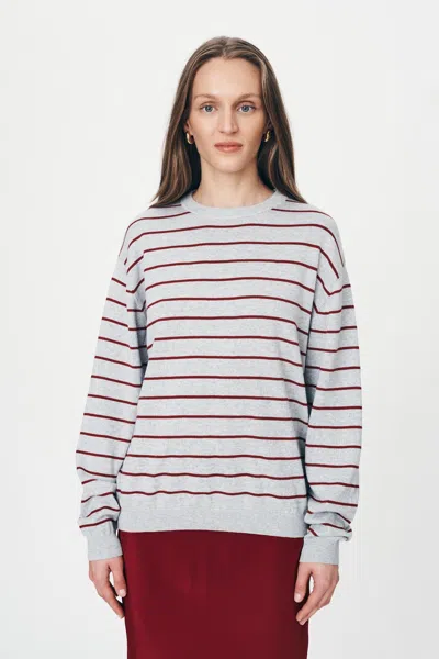 Rowie The Label Tatiana Stripe Knit Top In Gray