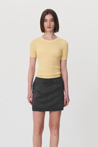 Rowie The Label Tau Silk Linen Mini Skirt In Yellow