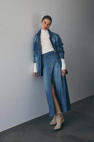 Rowie The Label Valerie Hemp Midi Skirt In Blue