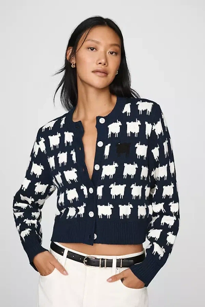 Rowing Blazers 100% Cotton Cropped Cardigan Sweater In Blue