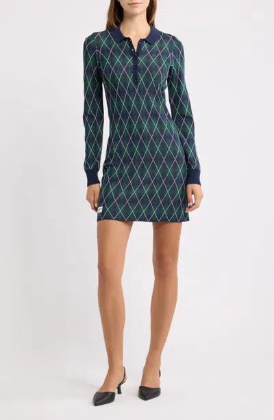 Rowing Blazers Argyle Long Sleeve Sweater Minidress In Navy