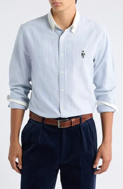 Rowing Blazers Babar Striped Cotton Blend Oxford Shirt In Blue