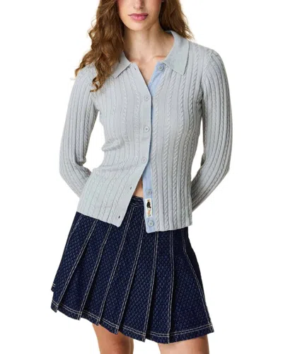 Rowing Blazers Cable Knit Collared Wool-blend Cardigan In Blue