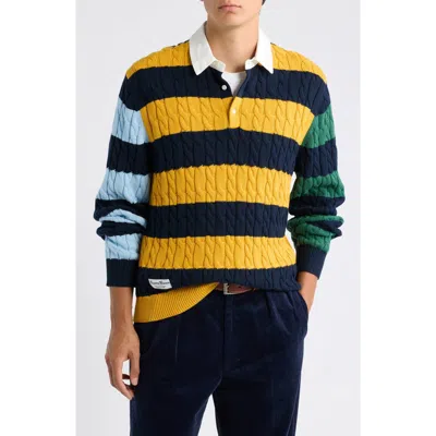 Rowing Blazers Cable Knit Rugby Sweater In Multi