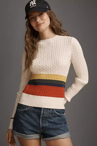 Rowing Blazers Cabled Cotton Crew Pullover In Neutral