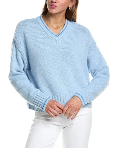 Rowing Blazers Callie V Neck Wool & Cashmere-blend Sweater In Blue