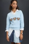 Rowing Blazers Cashmere Blend Plaid Bears Sweater In Blue