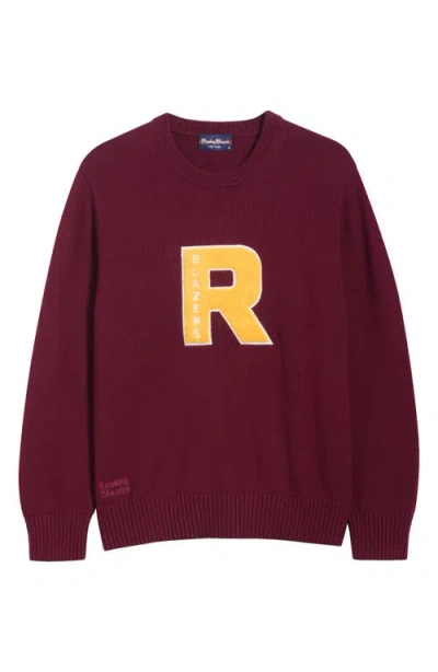 Rowing Blazers Chenille Patch Cotton Sweater In Burgundy