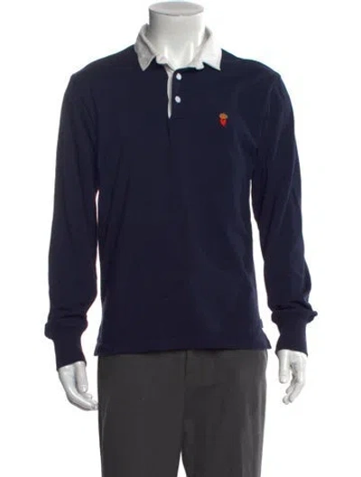 Pre-owned Rowing Blazers Collar Long Sleeve Polo Shirt In Blue