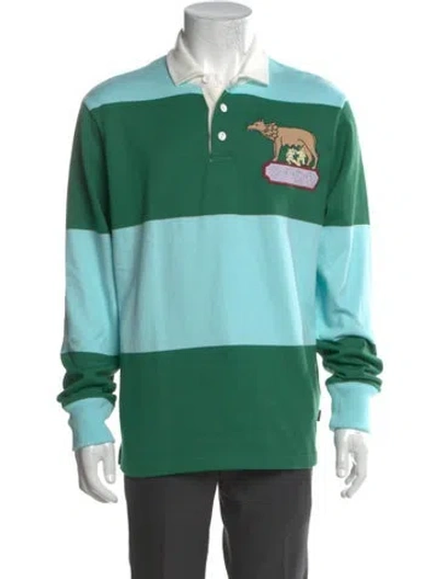Pre-owned Rowing Blazers Colorblock Pattern Collar Polo Shirt In Green