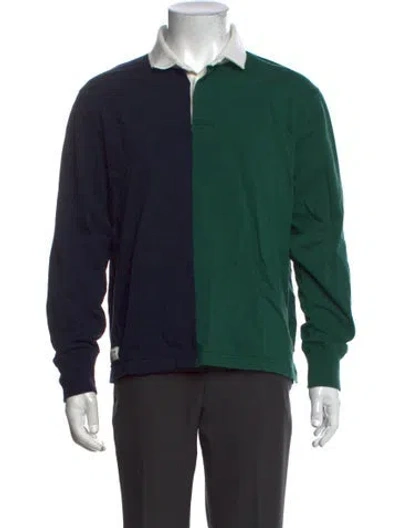 Pre-owned Rowing Blazers Colorblock Pattern Collar Polo Shirt In Green