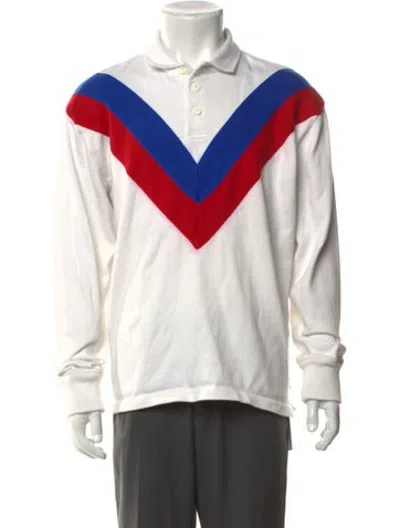 Pre-owned Rowing Blazers Colorblock Pattern Collar Polo Shirt In White