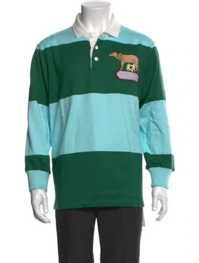 Pre-owned Rowing Blazers Colorblock Pattern Crew Neck Polo Shirt In Green