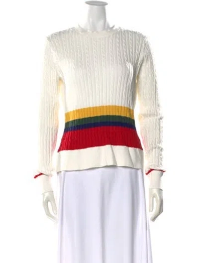 Pre-owned Rowing Blazers Colorblock Pattern Crew Neck Sweater W/ Tags In White