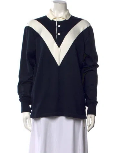 Pre-owned Rowing Blazers Colorblock Pattern Long Sleeve Polo In Blue