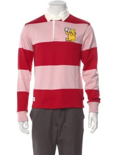 Pre-owned Rowing Blazers Colorblock Pattern V-neck Polo Shirt W/ Tags In Red