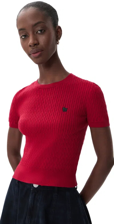 Rowing Blazers Cotton Blend Cable Crewneck Sweater Red