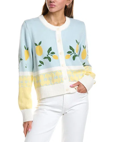 Rowing Blazers Cotton Fairisle Lemon Cropped Cardigan In Multi