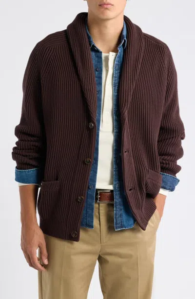 Rowing Blazers Cotton Fisherman Shawl Cardigan In Brown