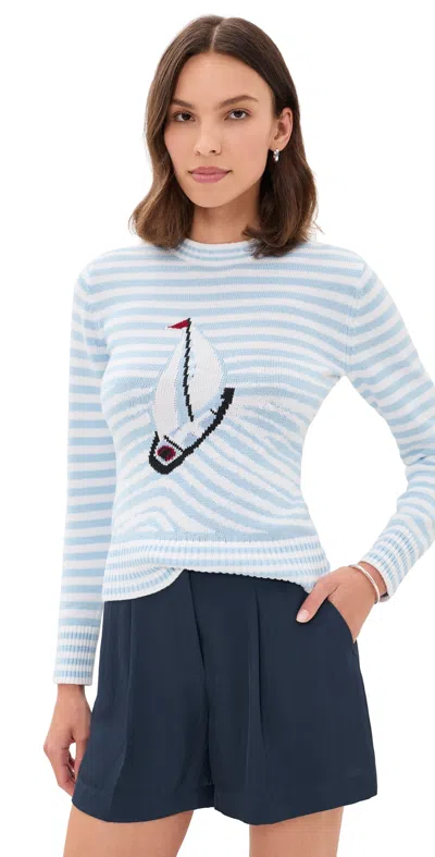 Rowing Blazers Cotton Sailboat Striped Sweater Light Blue White Stripe In Gray