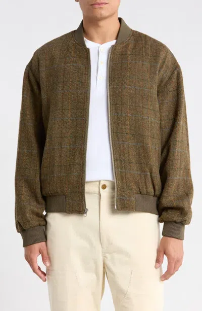 Rowing Blazers Damian Wool Plaid Bomber Jacket In Green
