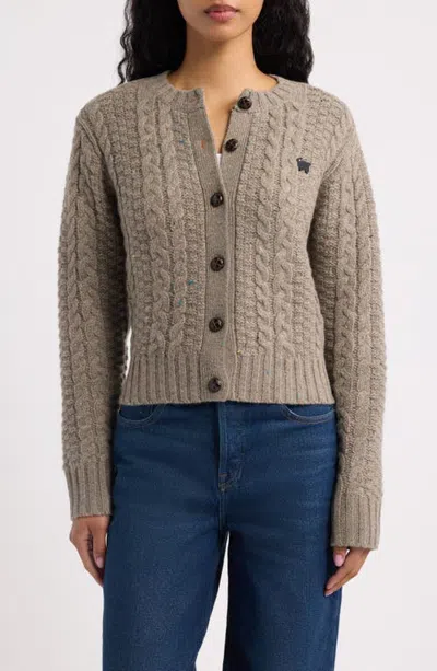 Rowing Blazers Donegal Wool Cable Knit Cardigan In Beige
