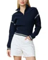 Rowing Blazers Double Collar 1/4-zip Wool-blend Pullover In Blue