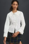 Rowing Blazers Fitted Lace Buttondown Blouse In White