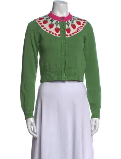 Pre-owned Rowing Blazers Floral Print Crew Neck Sweater In Green