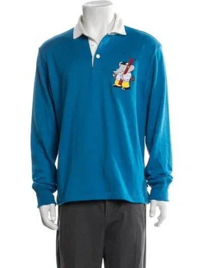 Pre-owned Rowing Blazers Graphic Print Collar Polo Shirt In Blue