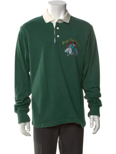 Pre-owned Rowing Blazers Graphic Print Collar Polo Shirt In Green