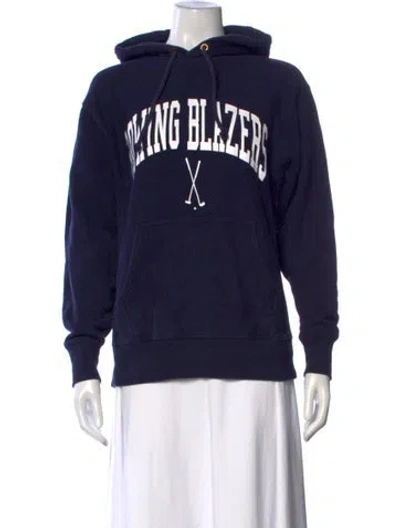 Pre-owned Rowing Blazers Graphic Print Crew Neck Hoodie In Blue