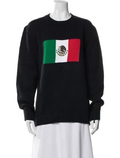 Pre-owned Rowing Blazers Graphic Print Crew Neck Sweater In Black