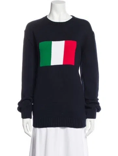 Pre-owned Rowing Blazers Graphic Print Crew Neck Sweater In Blue