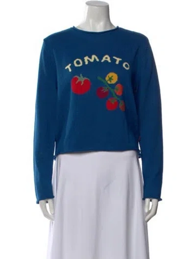 Pre-owned Rowing Blazers Graphic Print Crew Neck Sweater In Blue