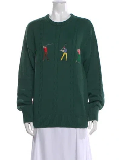 Pre-owned Rowing Blazers Graphic Print Crew Neck Sweater In Green