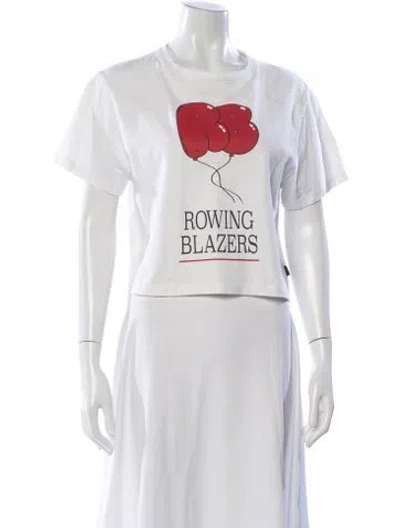Pre-owned Rowing Blazers Graphic Print Crew Neck Sweater In White