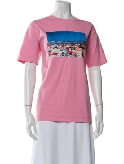 Pre-owned Rowing Blazers Graphic Print Crew Neck T-shirt In Pink