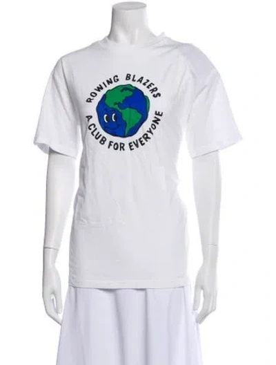 Pre-owned Rowing Blazers Graphic Print Crew Neck T-shirt W/ Tags In White