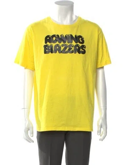 Pre-owned Rowing Blazers Graphic Print Crew Neck T-shirt In Yellow