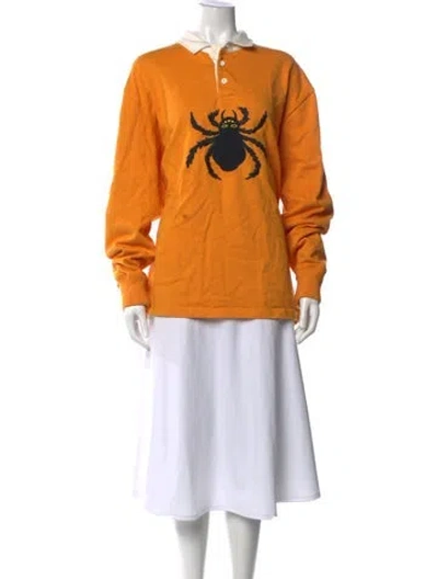 Pre-owned Rowing Blazers Graphic Print Long Sleeve Polo In Orange