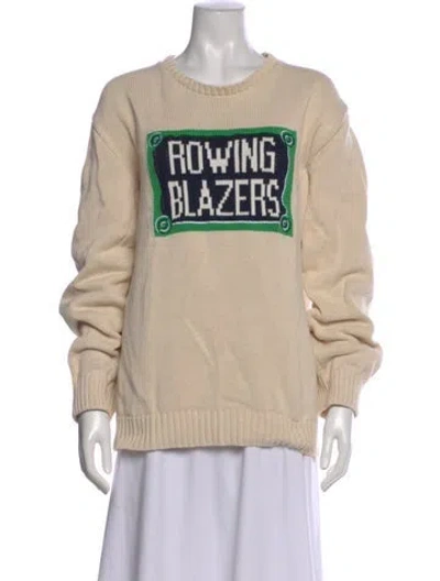 Pre-owned Rowing Blazers Graphic Print Scoop Neck Sweater In Neutral