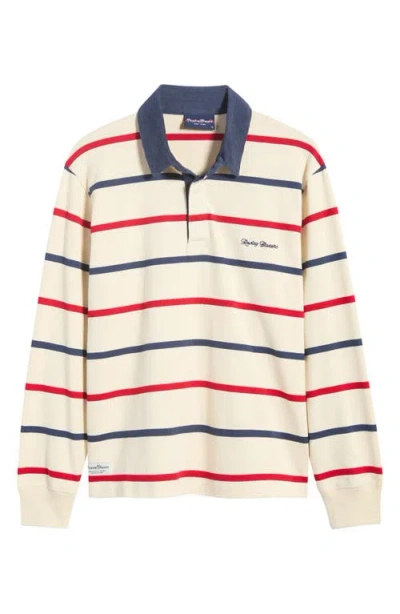 Rowing Blazers Harrison Corduroy Collar Long Sleeve Organic Cotton Rugby Polo In Neutral