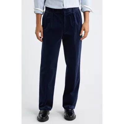 Rowing Blazers Henry Pleated Corduroy Pants In Blue