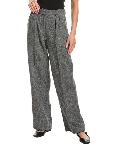 Rowing Blazers Herringbone Pleated Wool Pant In Charcoal